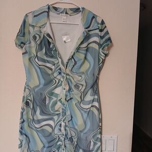 Blue and Green Swirl Pattern Dress